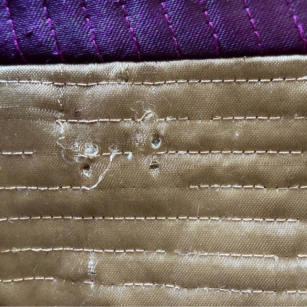 Handcrafted Purple and Gold Embroidered Tote Bag from India - Picture 5 of 6